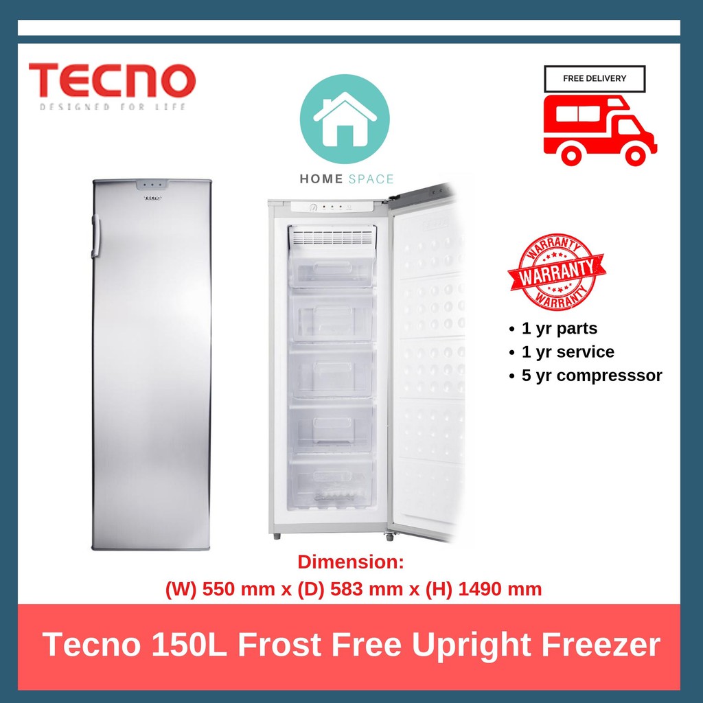TECNO 150L Upright Frost Free Freezer, TFF 238 Shopee Singapore