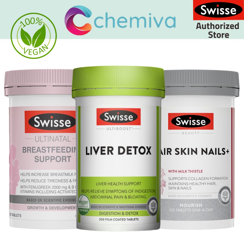 Swisse Vegan Vitamin and Supplement (Liver Detox, GrapeSeed, Vitamin C