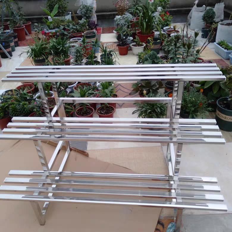 Stainless Steel Flower Rack Indoor/Outdoor Metal Plant Rack Ladder