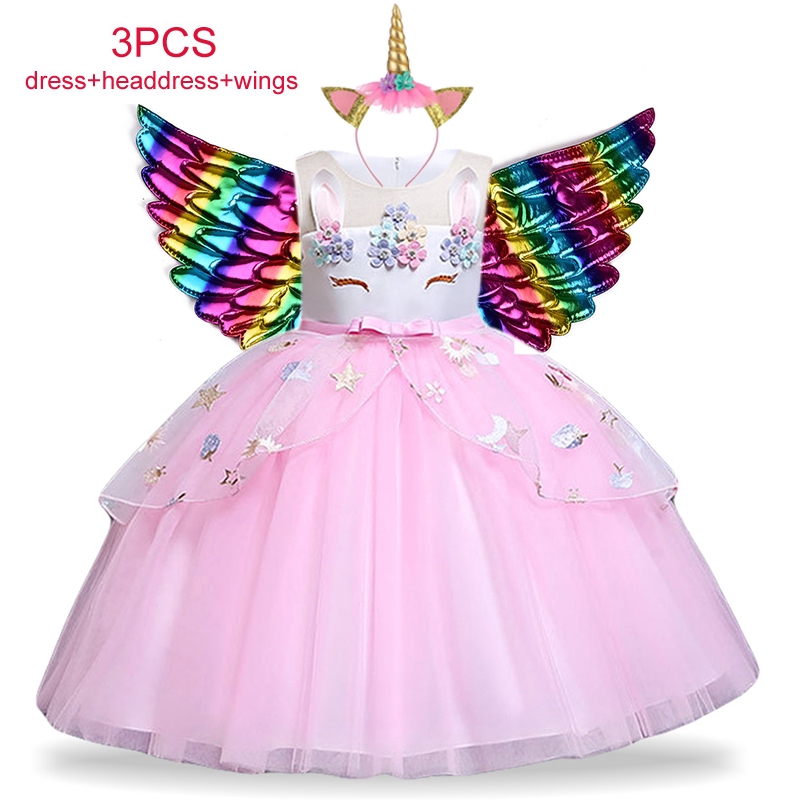 Girls Unicorn Dress 3Pcs Kids Dresses For Girls Birthday Party Princess
