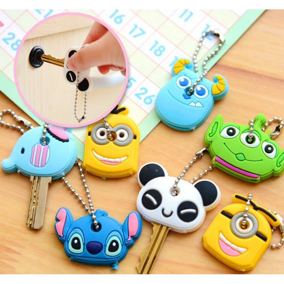 Kawaii Cartoon Key Silicon Case Animal Key Caps Covers Keys Keychain Case Shell Novelty Gifts