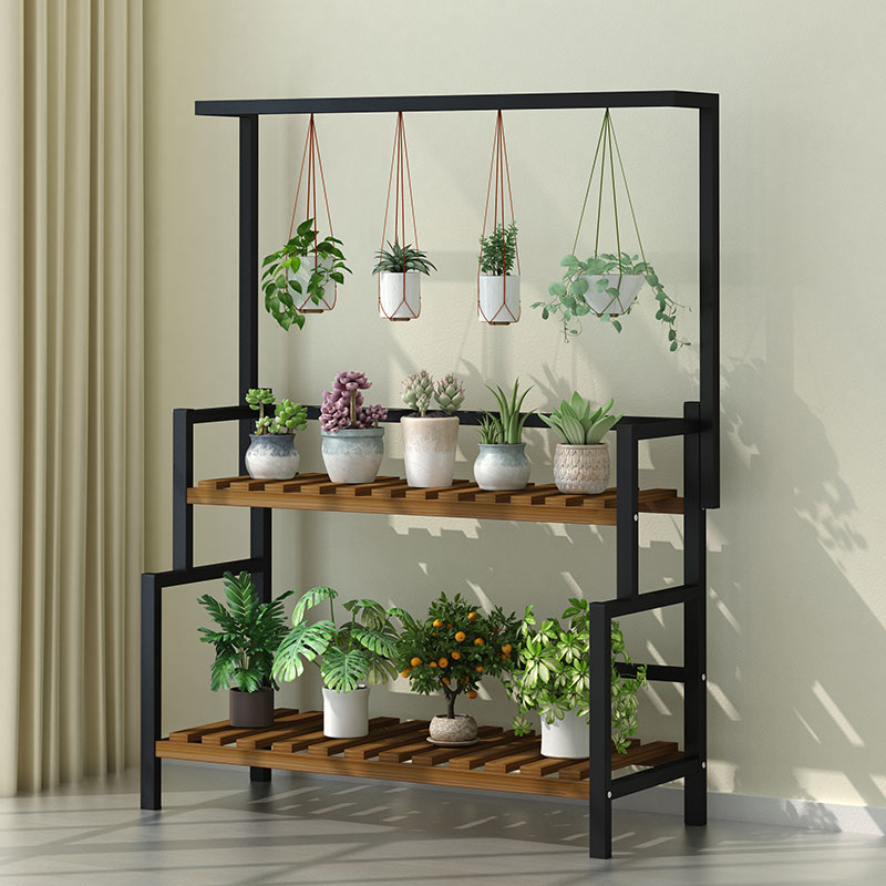 Iron Flower Rack For Balcony Multilayer Hanging Basket Plant Stand