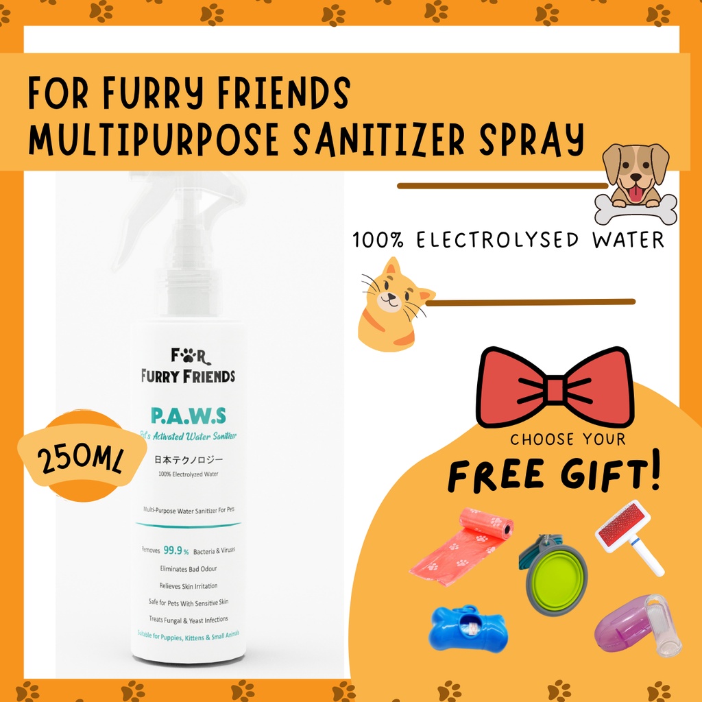 For furry friends multipurpose sanitizer spray 100 electrolysed water safe alcohol free pets