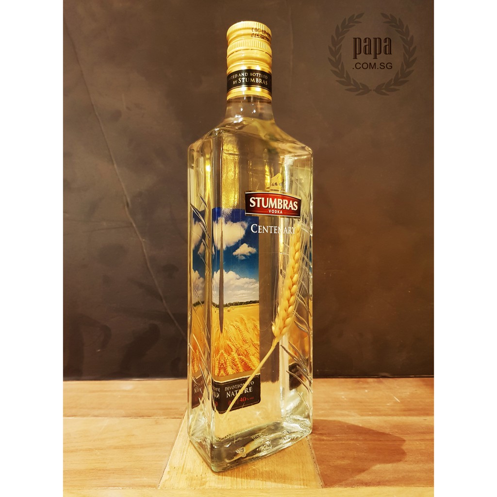 STUMBRAS CENTENARY VODKA with Actual Wheat In Every Bottle 5 Times