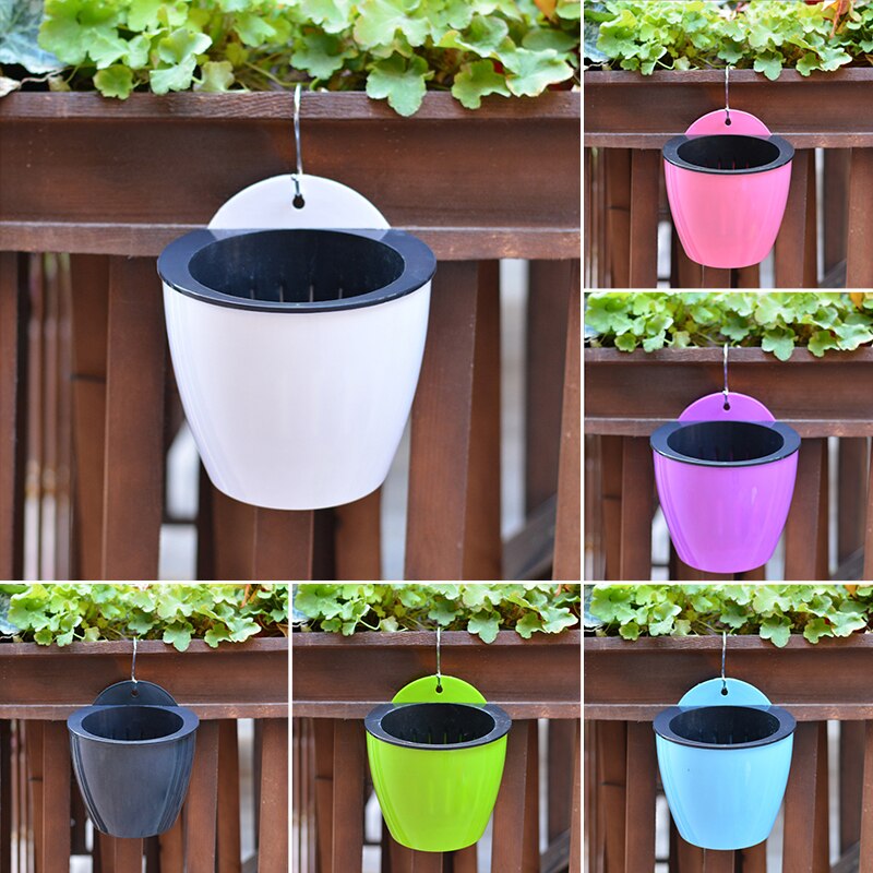 Selfwatering Wall Hanging Flower Pots Garden Balcony Planters Plastic