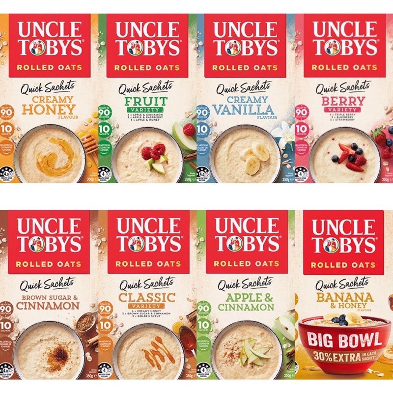 (RESTOCK)UNCLE TOBYS instant oat Quick Sachets 10 sachet original and