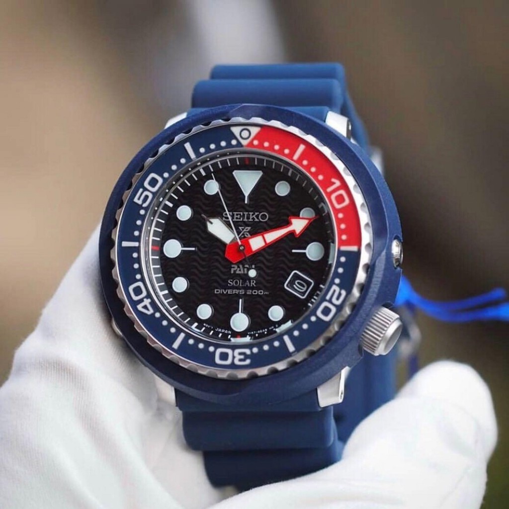 [Original] Seiko SNE499P1 Prospex PADI Tuna Solar Blue Silicone Diver's