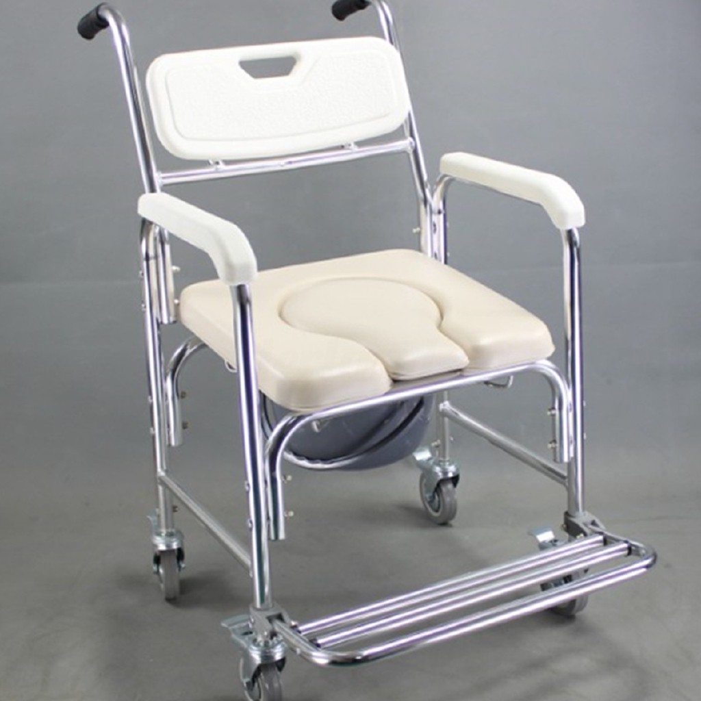 Bathroom Shower Toilet Commode Wheelchair w/Drop Arm Patient Weelh With