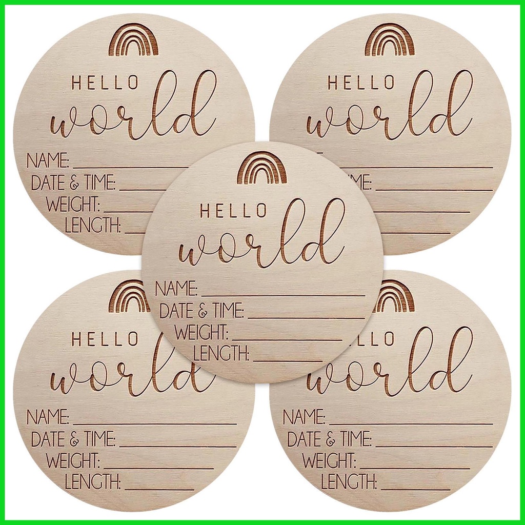 Birth Announcement Sign Newborn Baby Name Sign 4 Inch Hello World Birth