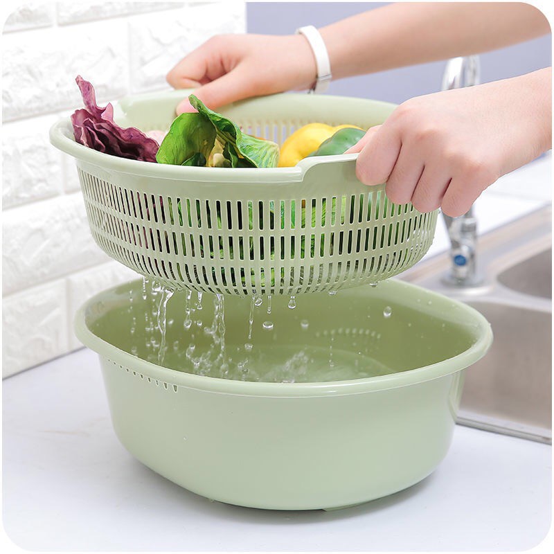 Plain Double Washbasin Kitchen Plastic Drain Basin Fruit Vegetable