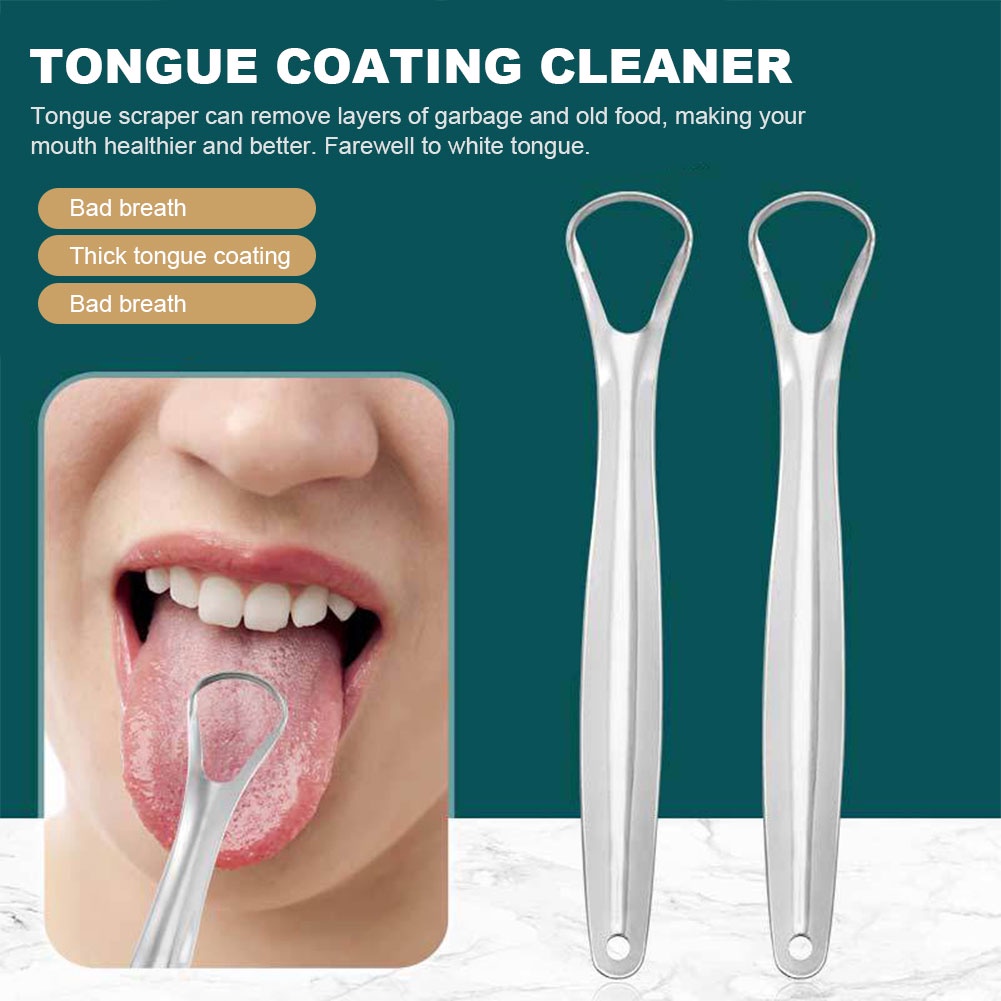 Tongue Scraper Stainless Steel Oral Tongue Cleaner Medical Mouth Brush