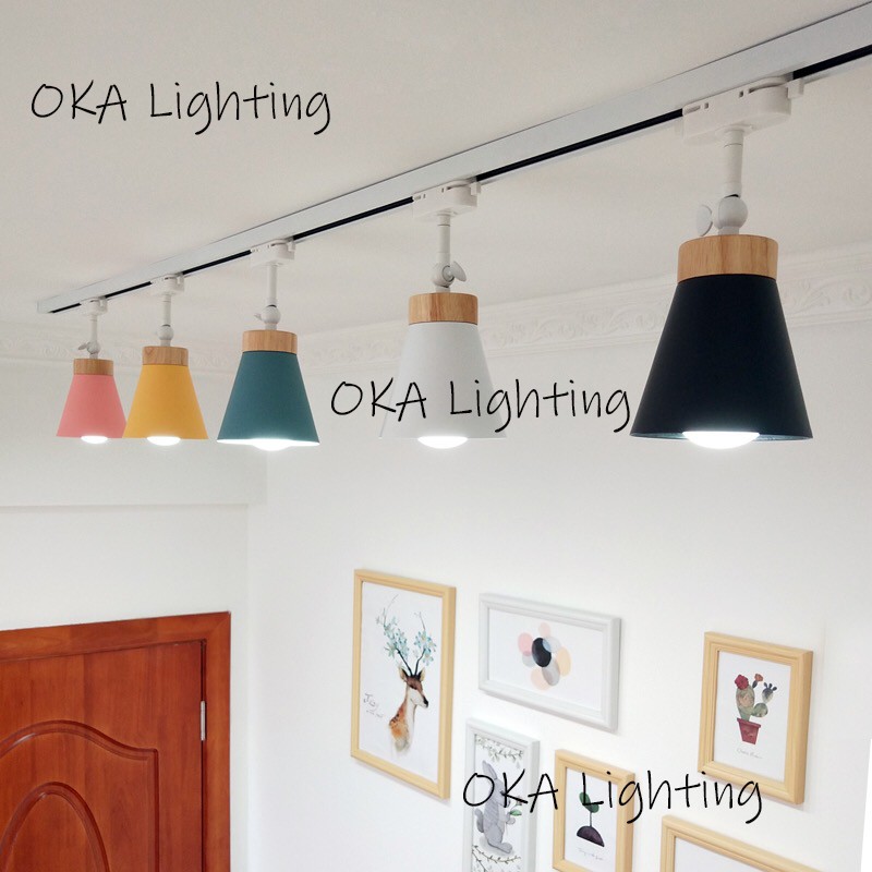 LED Track light Changeable E27 Screw Spot lights Macaron Nordic Modern Style Tracks Lighting