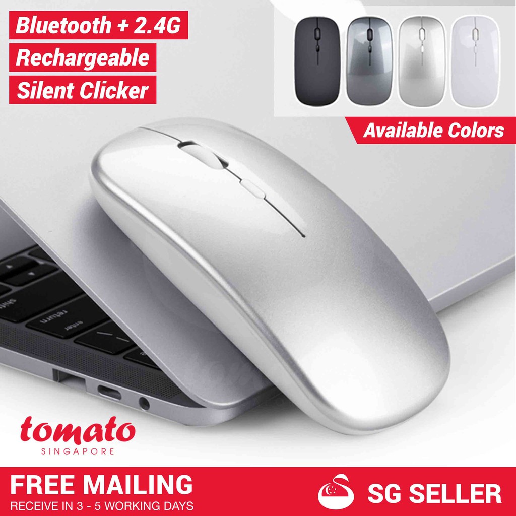 [SG Seller] Silent Bluetooth Rechargeable 2.4G Mouse with DPI 800/1200/1600 Shopee Singapore