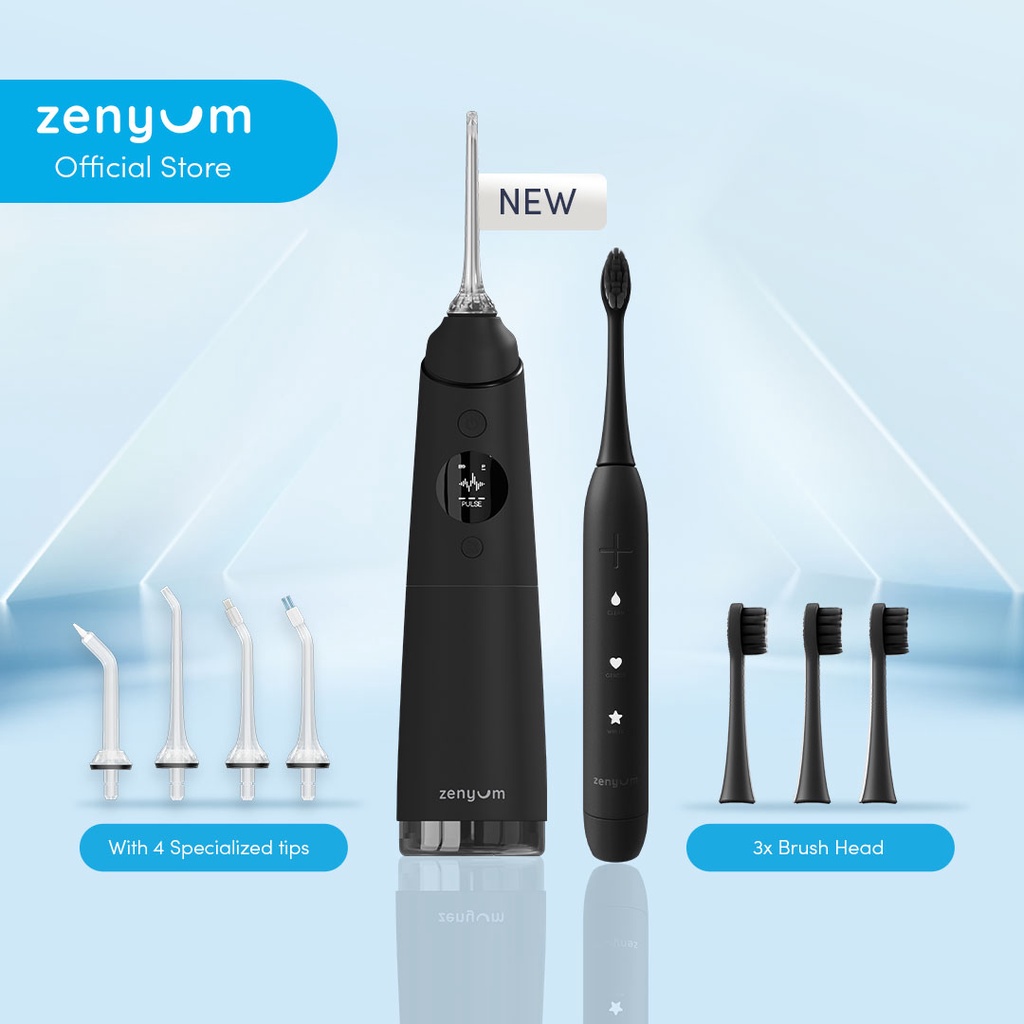 Bundle deal 1 Zenyum Sonic Electric Toothbrush + 3Pack Brush head Refills + 1 Zenyum Water