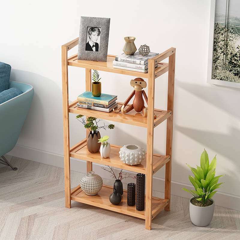 Multilayer Shelf simple living room bookshelf storage rack shelf floor shelf solid wood book
