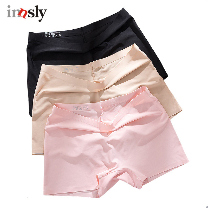 Innsly Women Boyshorts Seamless Summer Ice Silk Safety Short Pants Mid