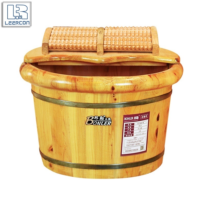 LEERCON Foot Spa Wooden Bucket Foot Bath Bucket Soaking Wooden Bucket