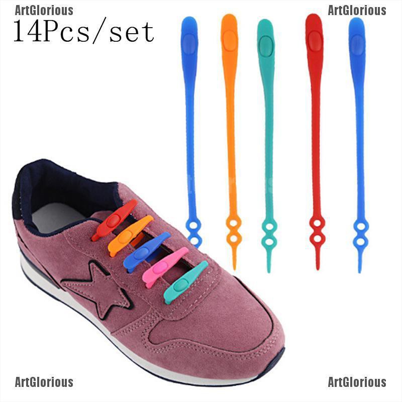 [COD]ArtGlorious 14pcs No Tie Silicone Shoelaces Elastic Smart Shoe