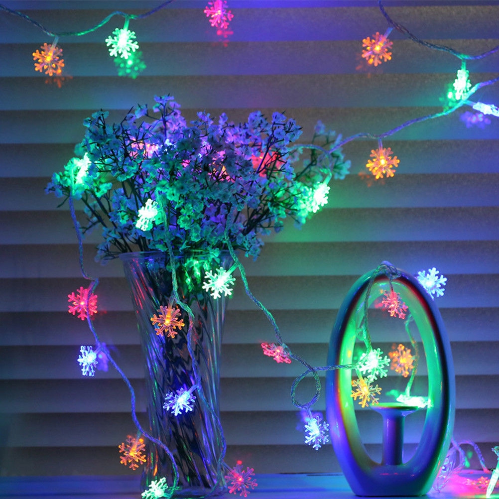 20 LED Snowflake String Fairy Light Battery Powered Festival Xmas Party