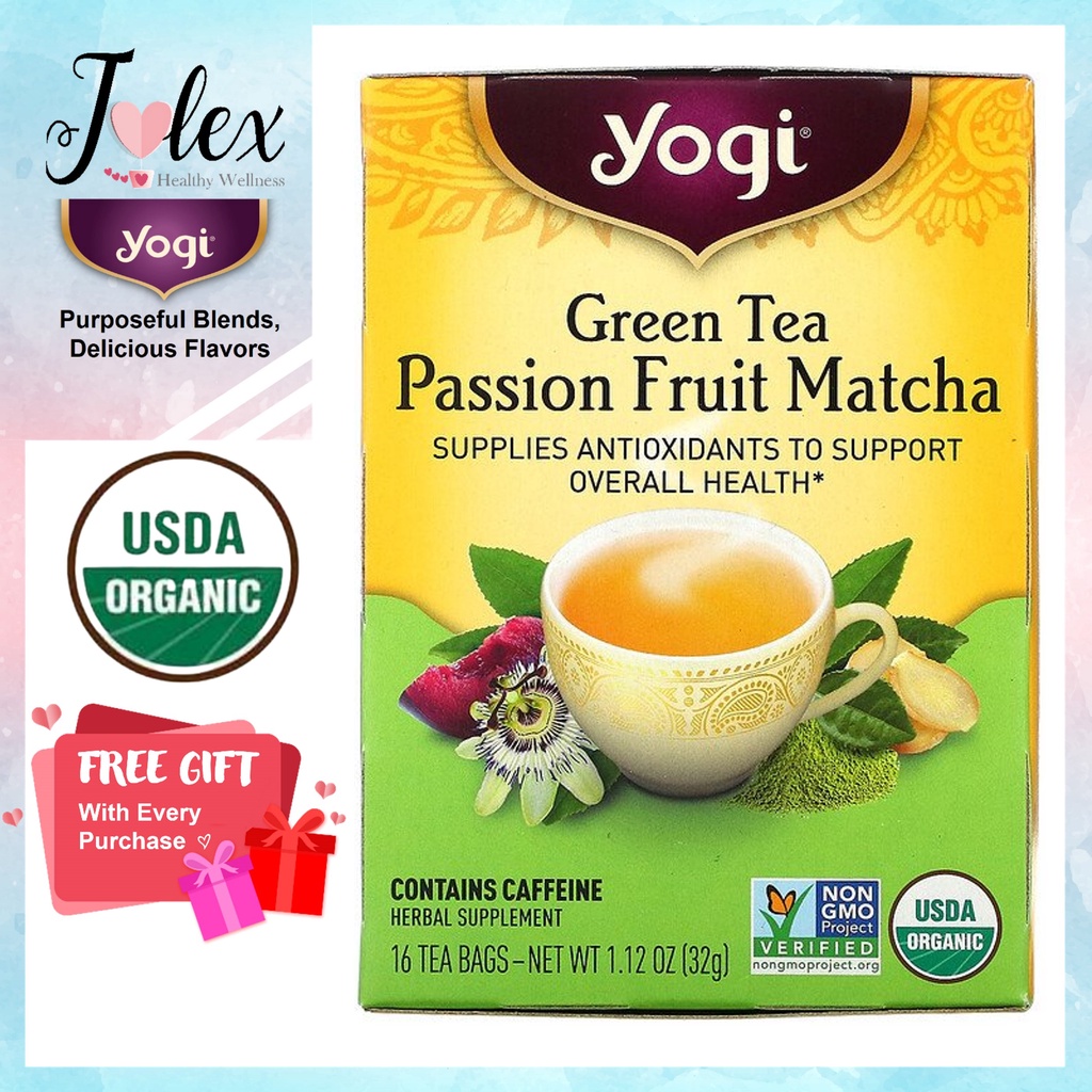 🌟 Yogi Tea 🌟 Green Tea, Passion Fruit Matcha, 16 Tea Bags, 1.12 oz (32