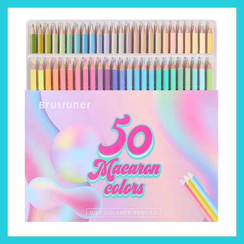 Brutfuner Macaron 50Colors Colored Pencils Oil Pastel Color Pencil Non