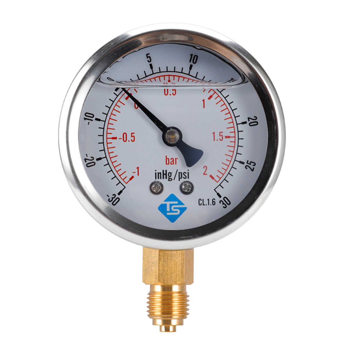 Axial oil injection vacuum pressure gauge Glycerine Filled