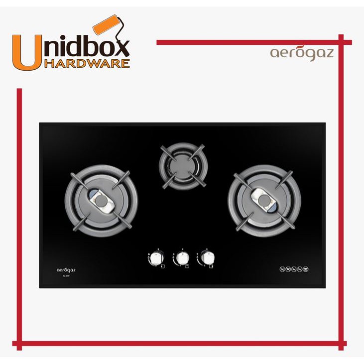 AZ933F 86CM Tempered Glass Gas HobLPG/AEROGAZ/3 Burners/Kitchen