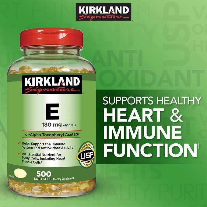 KIRKLAND SIGNATURE VITAMIN E 180 MG (400 IU) DIETARY SUPPLEMENT 500