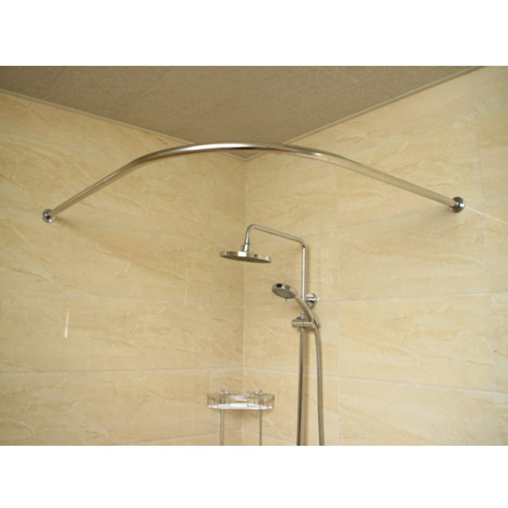 Adjustable Curved Shower Curtain Rod 140cm Bath Tub Bathroom Bar Rod