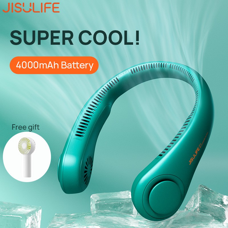 JISULIFE Portable Neck Fan Hands Free Bladeless Hanging Sport Fan