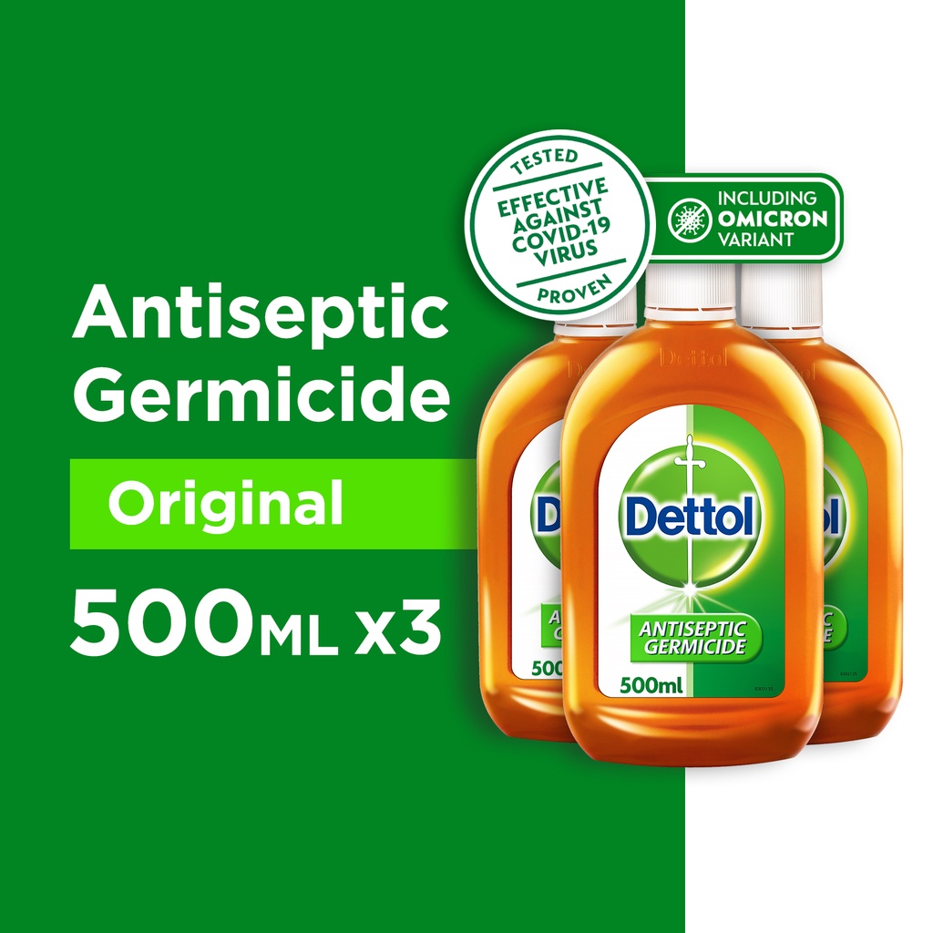 [Bundle of 3] Dettol Antiseptic Germicide Liquid 500ML (Kills 99.9 of