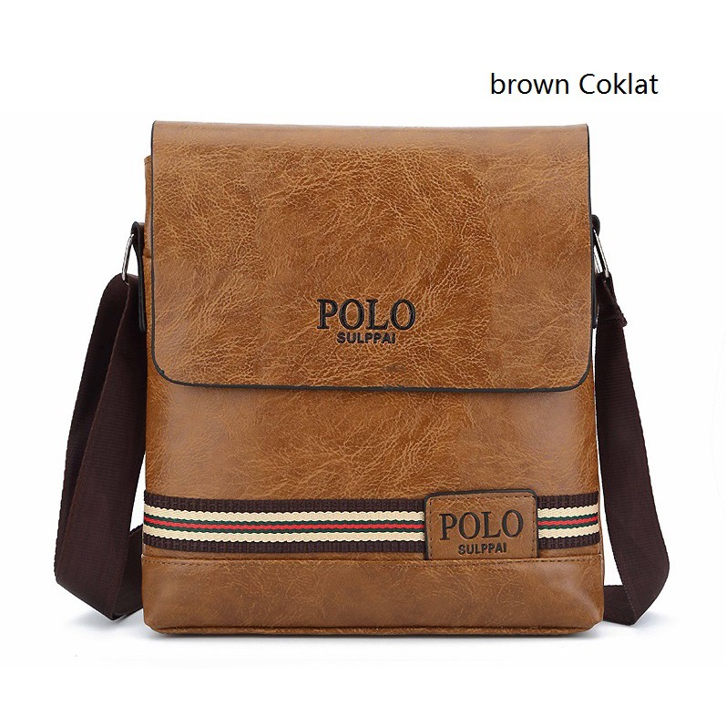Polo Men Leather Messenger Bag Business Sling Beg Casual Shoulder Bag
