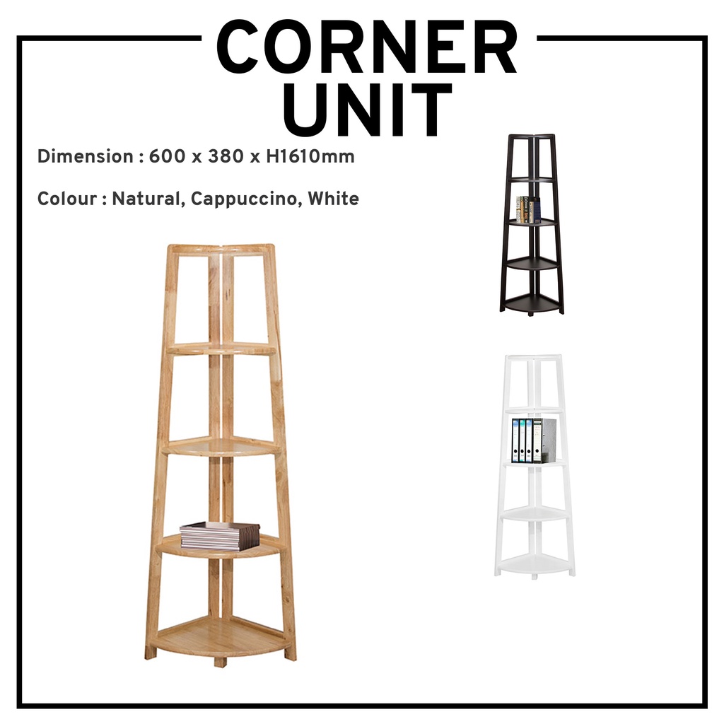 Corner Unit Bookshelves Solid Wood Bookcases Wooden Book Rack Corner
