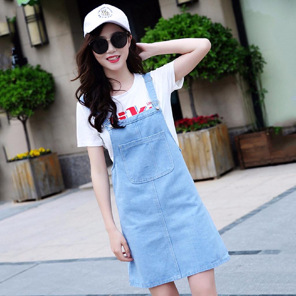Summer Women Denim Dress Sundress Casual Loose Overalls