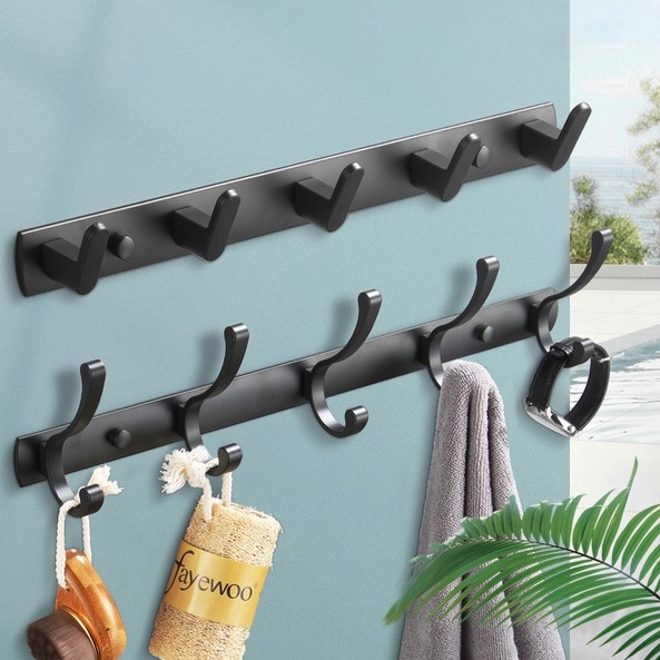 TMYMT Kitchen Bathroom Wall Hooks Clothes Rack Storage Door Hooks