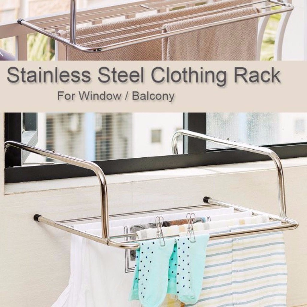 STAINLESS STEEL FOLDABLE CLOTHES RACK DRYING RACK Shopee Singapore