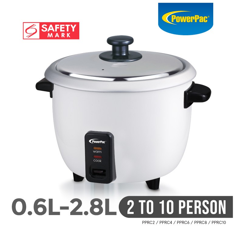 PowerPac Rice Cooker 0.6L/1.0L/1.5L/1.8L/2.8L with Aluminium inner pot PPRC2PPRC10 Shopee