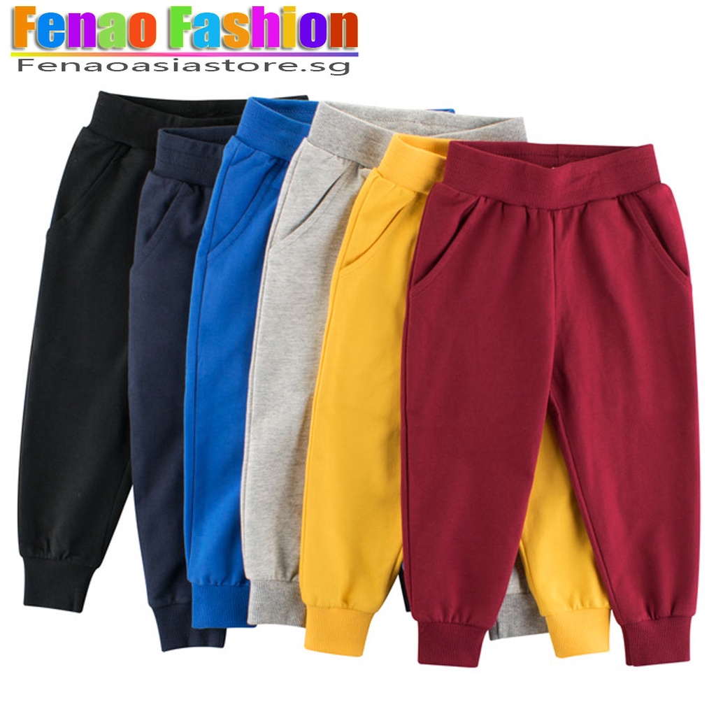 Kids Cotton Pants Boy Kid Fashion Long Pant Boys Bottoms Plain Children