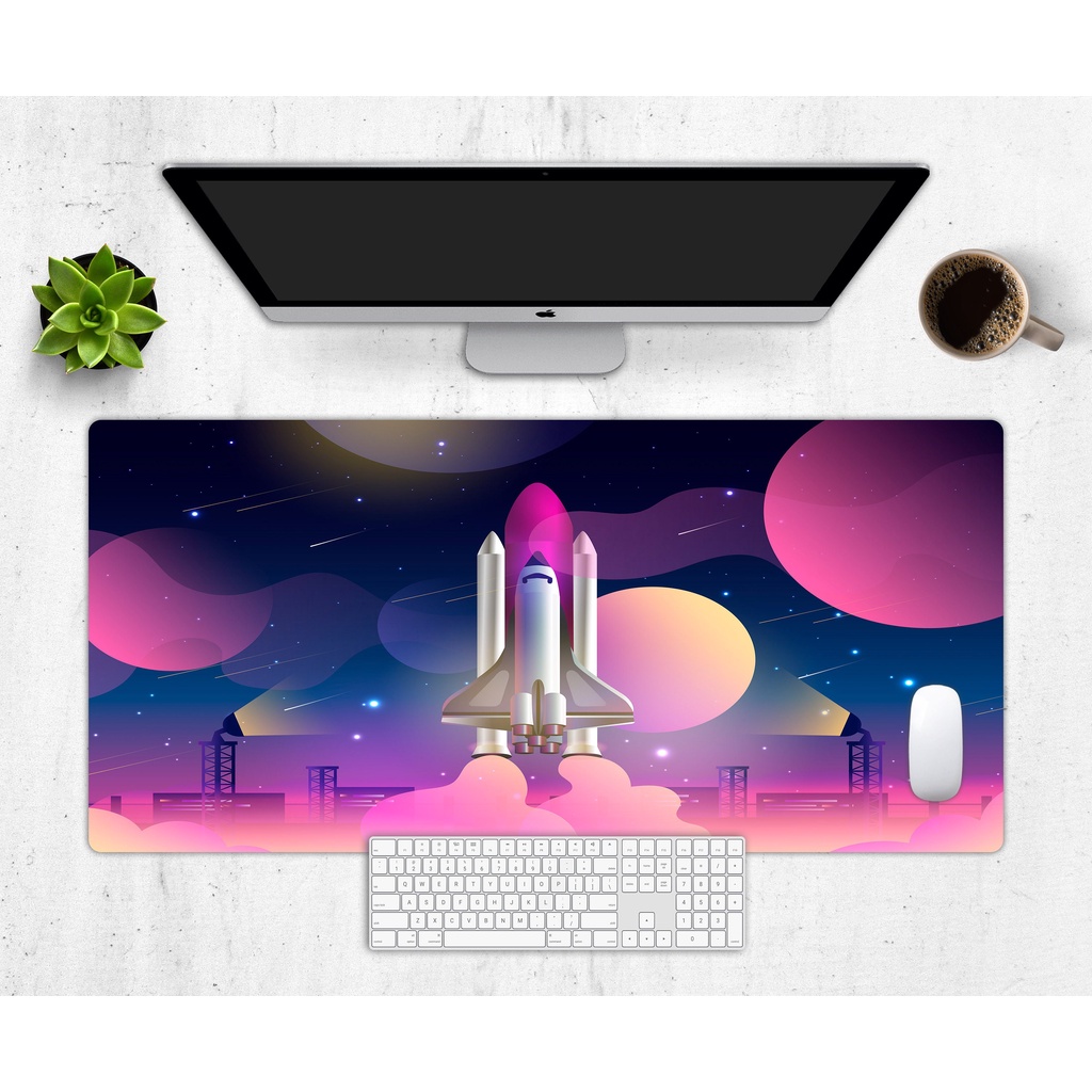 Gradient Rocket View Desk Mat, Extra Large Desk Mat, Extended Mouse Pad