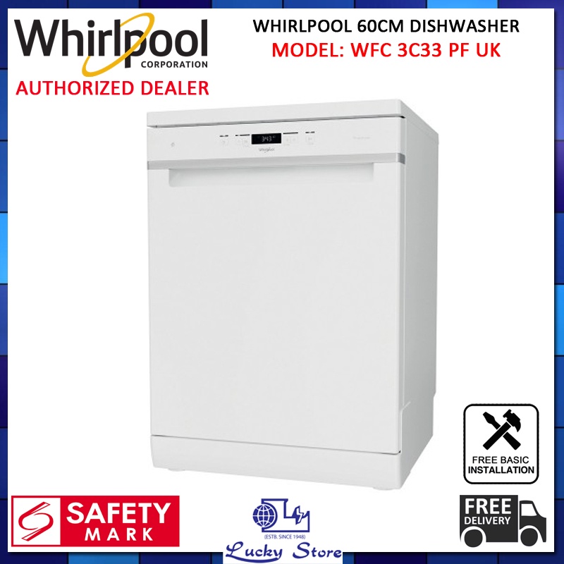 WHIRLPOOL WFC 3C33 PF UK FREE STANDING 60CM DISHWASHER, 14 PLACE