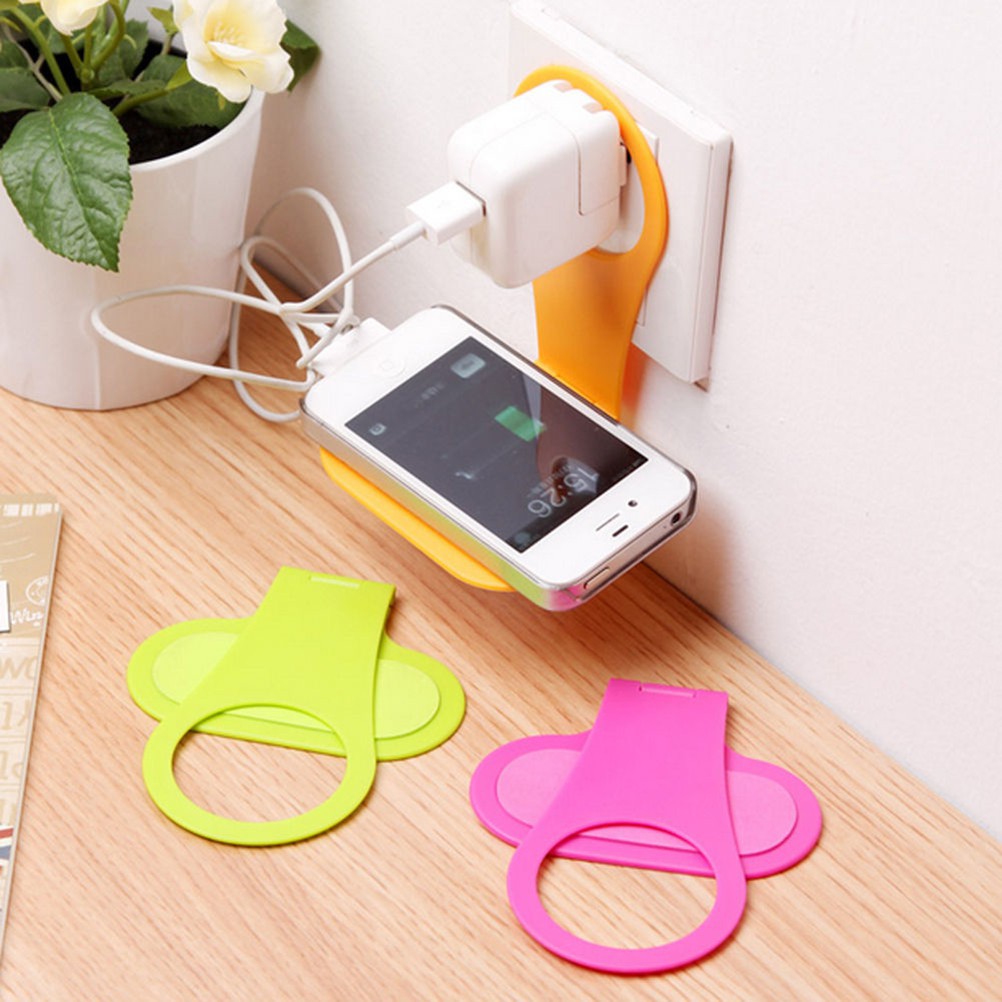Foldable Cell Phone Charging Rack Holder Wall Charger Adapter Hanger