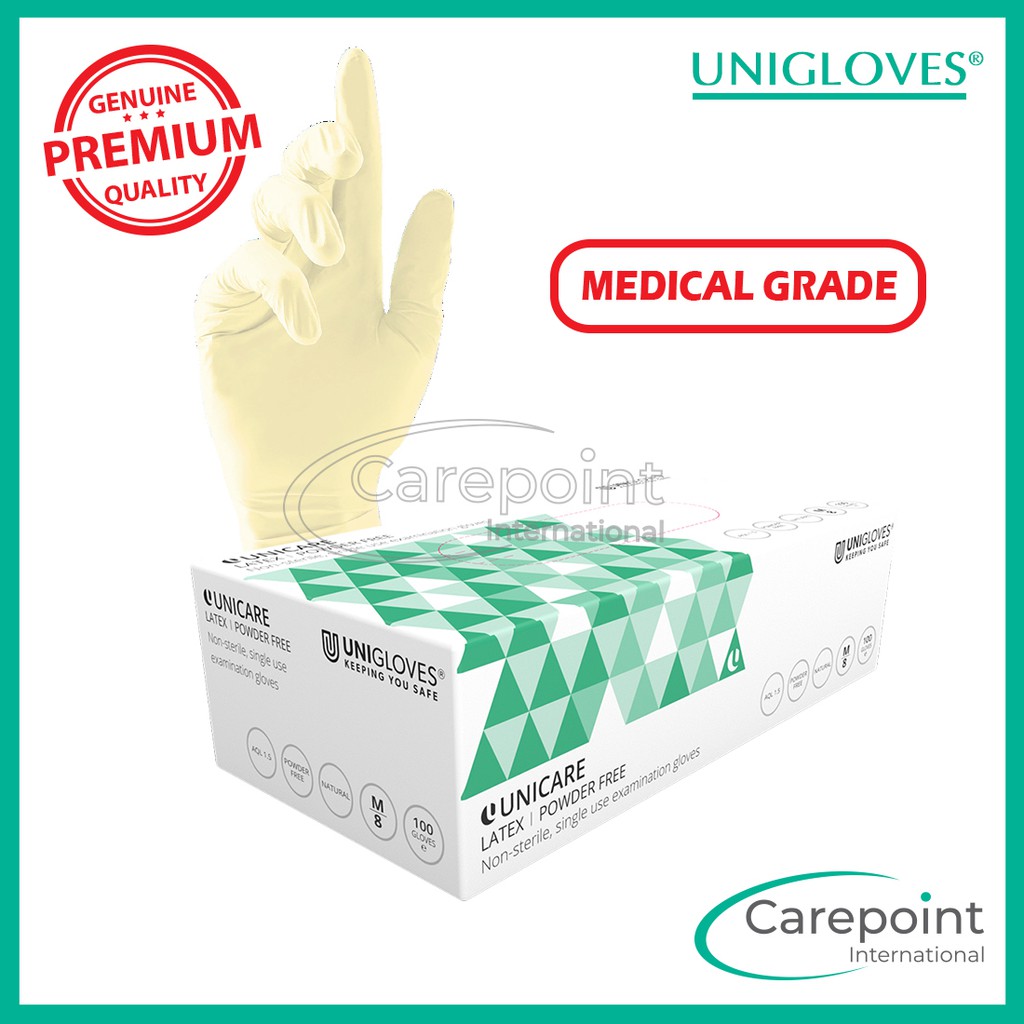 Unigloves Unicare Latex Powder Free Examination Gloves [Medical Grade