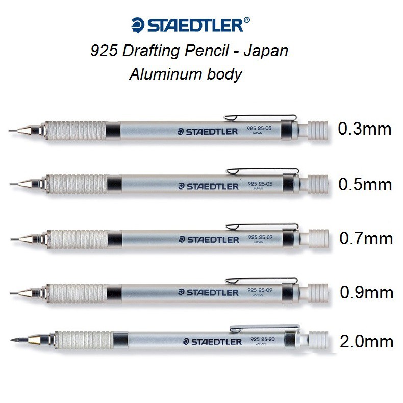 Staedtler 92525 Drafting Mechanical Pencil Metal Body (0.3mm, 0.5mm, 0
