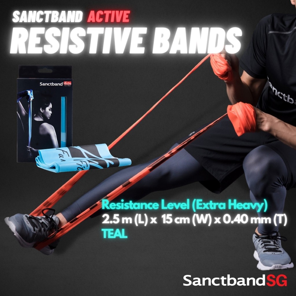 Sanctband Active Resistance Exercise Bands 2.5m Length (Extra Heavy Resistance Band Level Teal