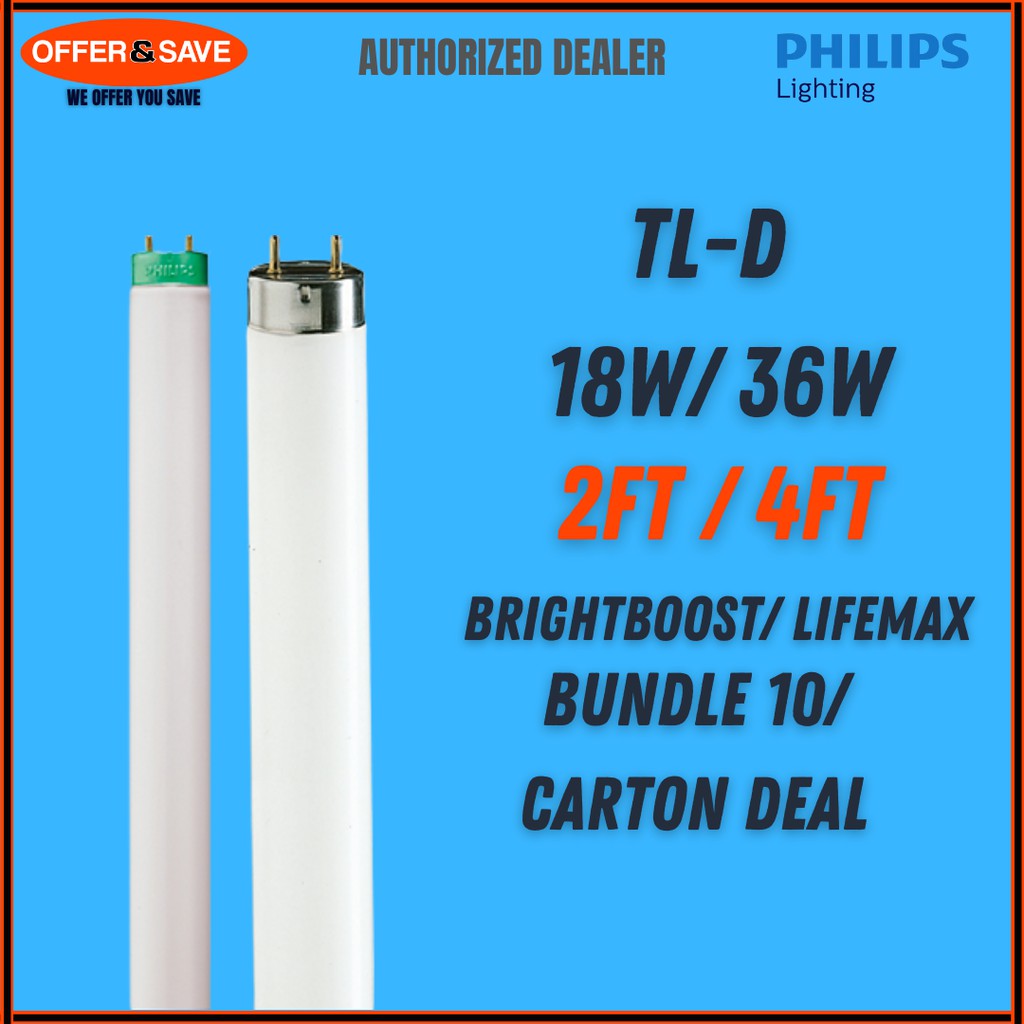 Philips Extra Bright / Normal Fluorescent Light Tube 4ft 2ft 18W 36W TL