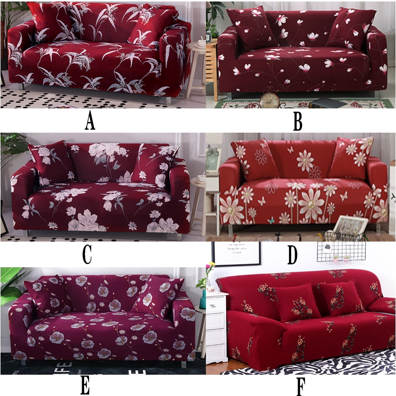 Red Sofa Cover 1/2/3/4 Seater Sofa AntiSkid Stretch Protector Couch Slip Cushion Shopee Singapore