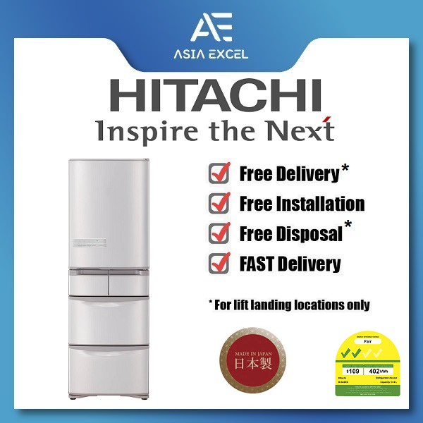 HITACHI RS42RS 319L STAINLESS CHAMPAGNE MADE IN JAPAN REFRIGERATOR
