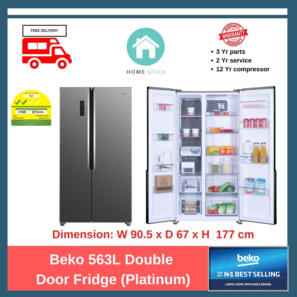 Beko 563L Double Door Fridge (Platinum Color) Shopee Singapore