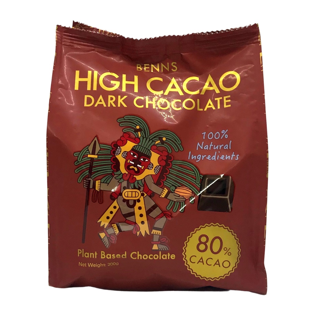 [80 Cacao] Benns High Cacao Plant Based Low Sugar Vegan Dark Chocolate