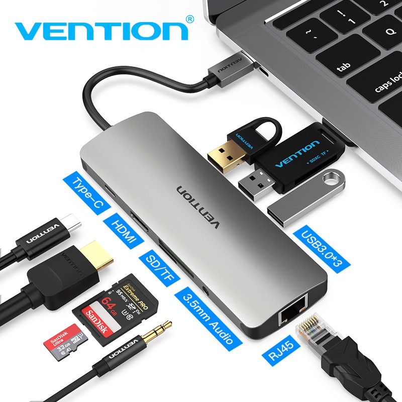 Vention USB C Hub Type C to USB 3.0+HDMI+RJ 45 Hub Adapter Converter